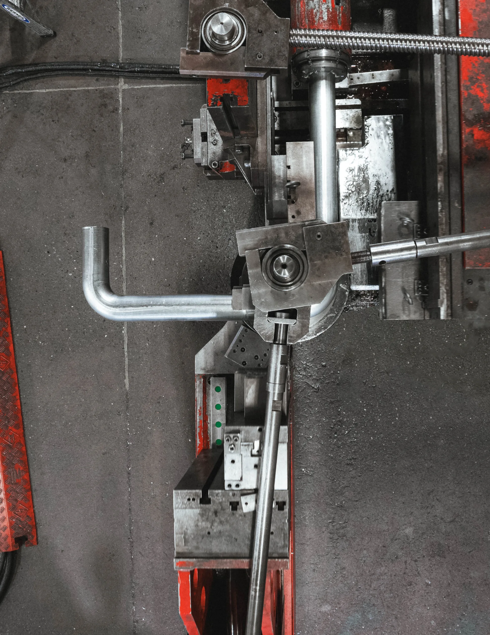 Aerial view of CNC tube bending machine at H-P Products